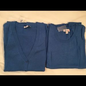 Women’s 2 Piece Cardigan Sweater Blue Size Large